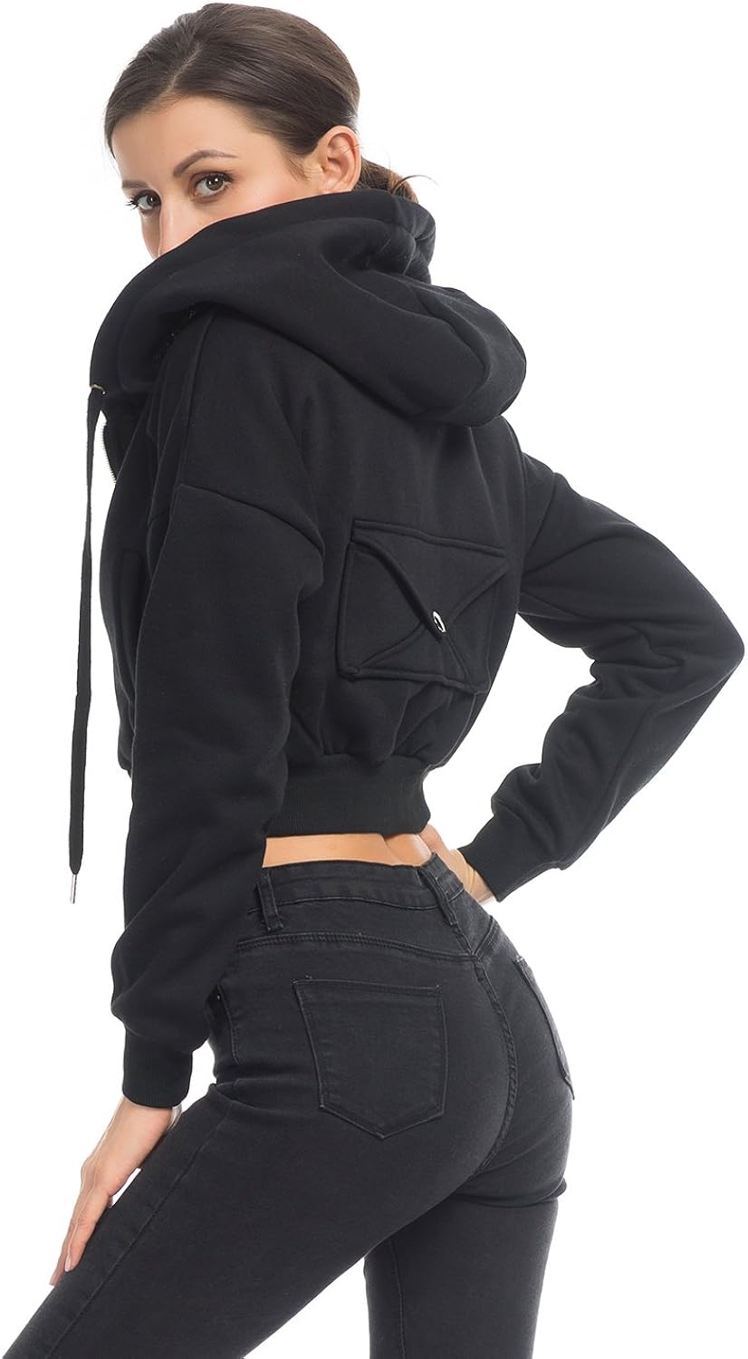 black cropped zip up sweater
