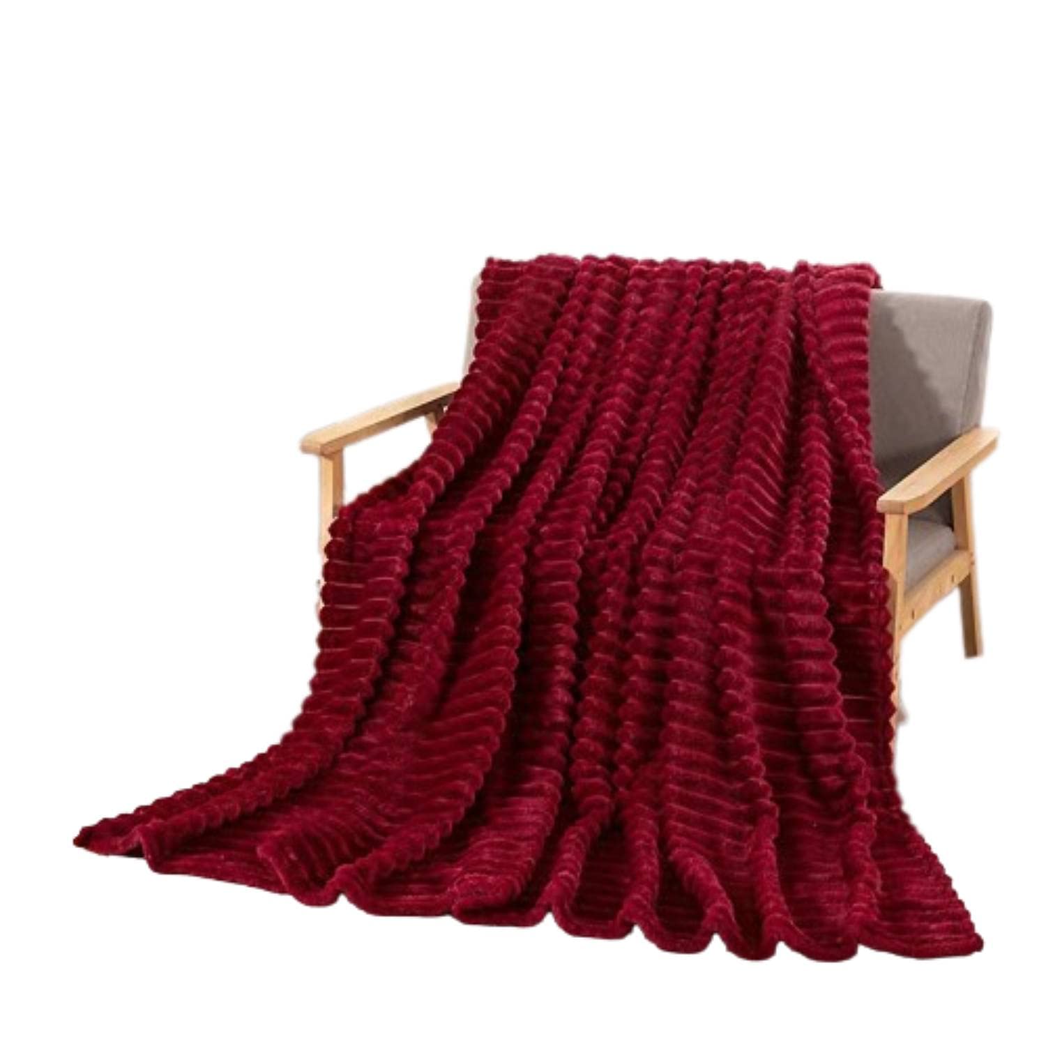 Fleece Brushed Throw Blanket Perfect Sofa Bed, breathable Lightweight Soft Warm Couch Throw, Super Soft Cozy Blanket (Red Wine, 200x230 cm) — image 1