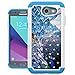 UrSpeedtekLive J3 Emerge Case, J3 (2017) Case, [Shock Absorpt] Studded Rhinestone Bling Hybrid Dual Layer Armor Defender Protective Case Cover for Samsung Galaxy J3 Emerge, J3 (2017) - Peacock