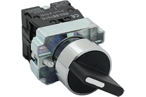 Shopcorp - 3 Position Maintained Selector Rotary Switch - Waterproof Self-Lock Switch, 22mm Mounting Hole, NO/NO Control Func