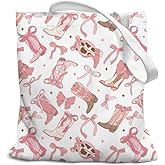 SZERE Pink Girl Canvas Tote Bag for Women Teen Girls Gifts Cute Small Travel Work Tote Bags Reusable Grocery Shoulder Bags