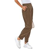 CFLONGE Women's Summer High Waisted Pants for Women 2026 Casual Ankle Length Pant for Work Office Trouser Slacks with Pockets