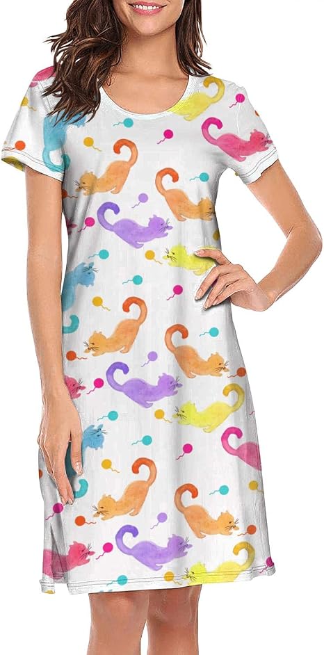 cat print nightgowns