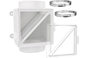 CRAIMIL Dryer Lint Trap, Indoor Dryer Vent with Lint Catcher Filter, Dryer Duct Lint Trap with 2 4" Plastic Clamps, Accommodates 4" Transition Ducts, A Good Match for Dryer Booster Fan