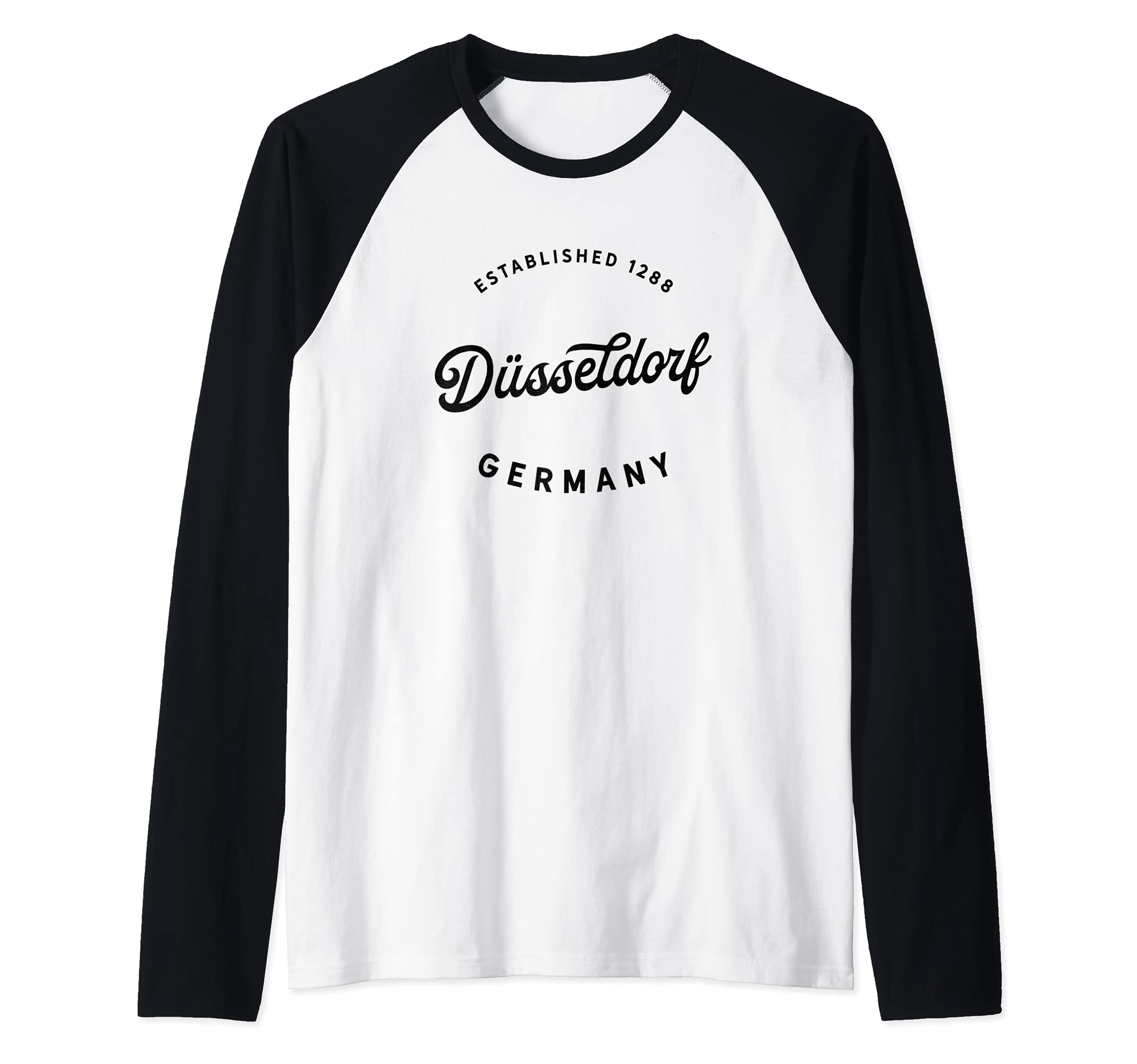 Classic Retro Vintage Düsseldorf Germany 1288 Souvenir Raglan Baseball Tee