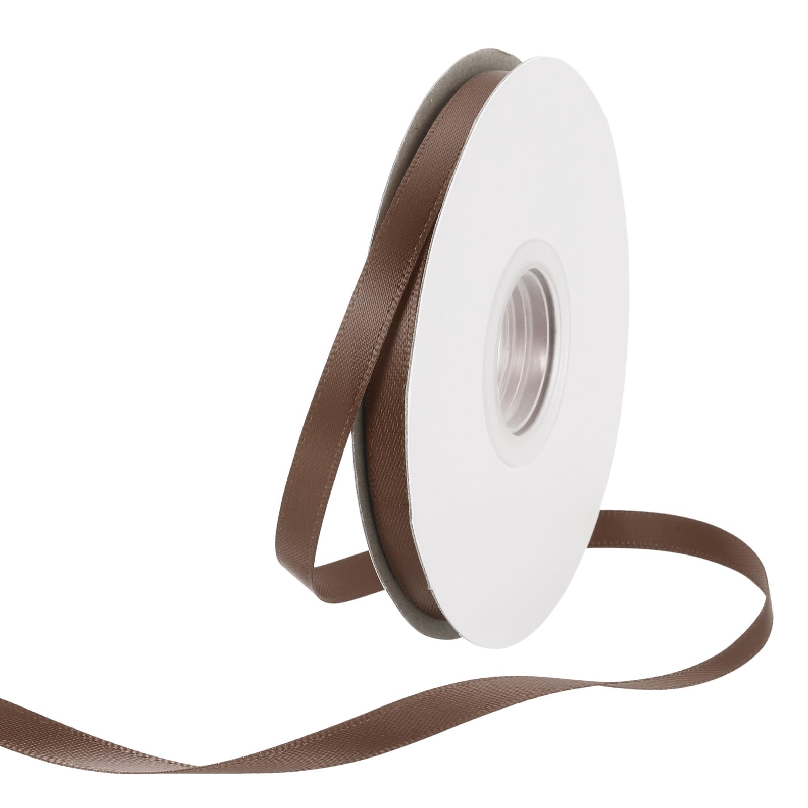 Rebower 6mm Satin Ribbon 46m Thick Double Face Grosgrain Silk Ribbon, [for Gift Wrapping, Hair Bows, Wedding, Cake, Flower] - 50 Yard/150ft/ Dark Brown