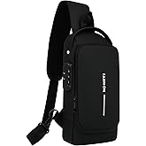 TS WITH TECHSUN Unisex Anti-Theft Sling Bag with USB Port, Water-Resistant Crossbody Chest Backpack for Travel & Work