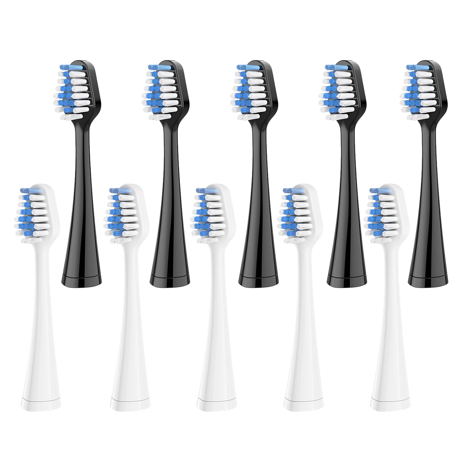 Photo 1 of 10 Pack Replacement Toothbrush Heads Compatible with AquaSonic Duo Series Home Dental Center, Electric Toothbrush Heads Compatible with Waterpik Complete Care 5.0/9.0, 5 White + 5 Black