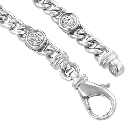 Madina Jewelry 0.91 ct Ladies Cuban Link Round Cut Diamond Bracelet in 14kt Gold