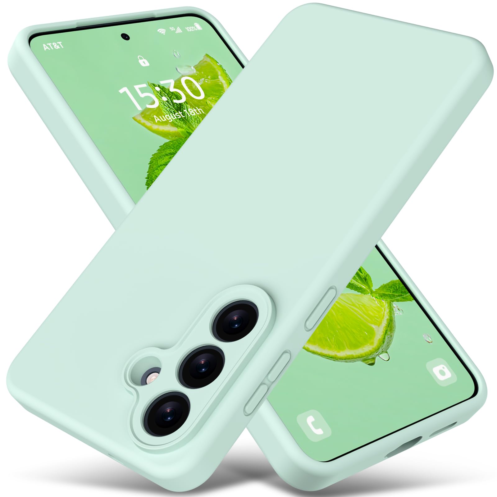 Varikke for Samsung Galaxy S26 Case, Liquid Silicone Upgrade [Full Camera Protection] [Anti-Scratch Microfiber Lining] Slim Soft Touch Gel Rubber Shockproof Phone Case 6.3", Mint Green