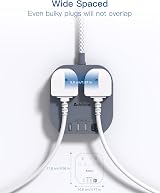 Addtam 3M Extension Lead with USB Ports 4 USB A/C Type C Surge Protector Gray view 7