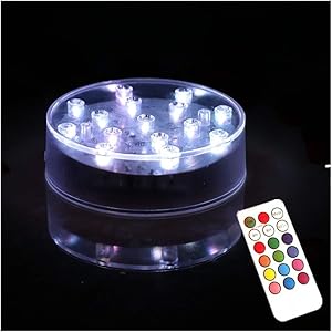 ARDUX 4 inch Round-Shape LED Vase Base Light with 18 Key Remote Control, Charging USB or Battery Powered Pedestal for Home Party Table Plant Decoration