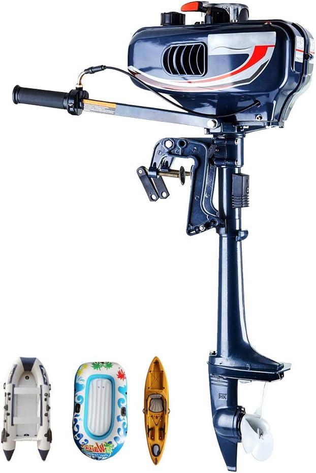 IDABAY Outboard Motor 2 Automatic Time 3.5 HP Motor for 5000T Min 2600W with 3 Hecile for Fishing Rubber Boat Kayak Inflatable Boat
