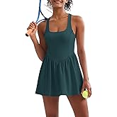 Sexyasasii Women's Summer Athletic Tennis Dress with Built in Shorts and Bra Dark Green