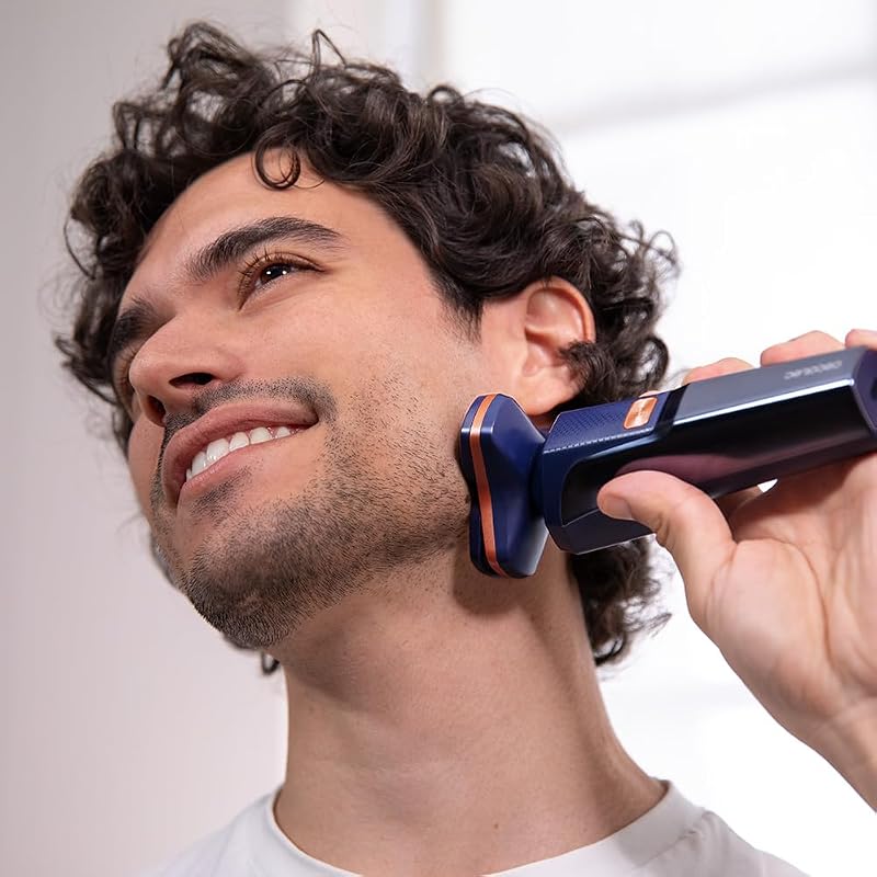 Rasoio rotante PrecisionCare Aluminium. Lame per capelli lunghi e corti, display LED intelligente, 2 velocità, 8500 giri/min, autonomia 2 ore, testa magnetica e rivestimento in titanio