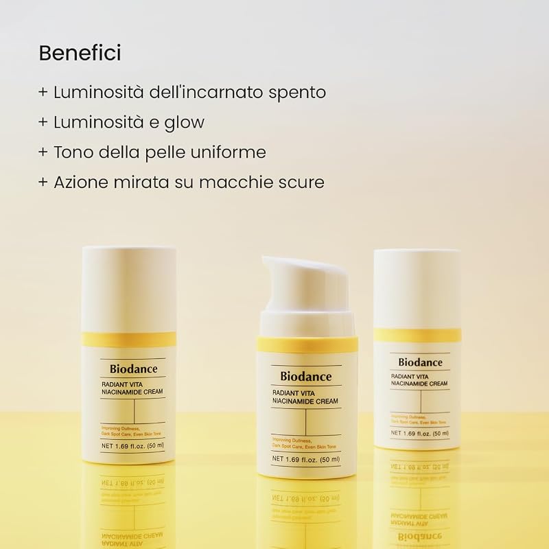 Crema Viso Radiant Vita alla Niacinamide - Illuminante e Anti-Macchie - Correttore Macchie Scure e Idratante - Skin Care Coreana per Tutti i Tipi di Pelle - Idea Regalo Donna - 50ml