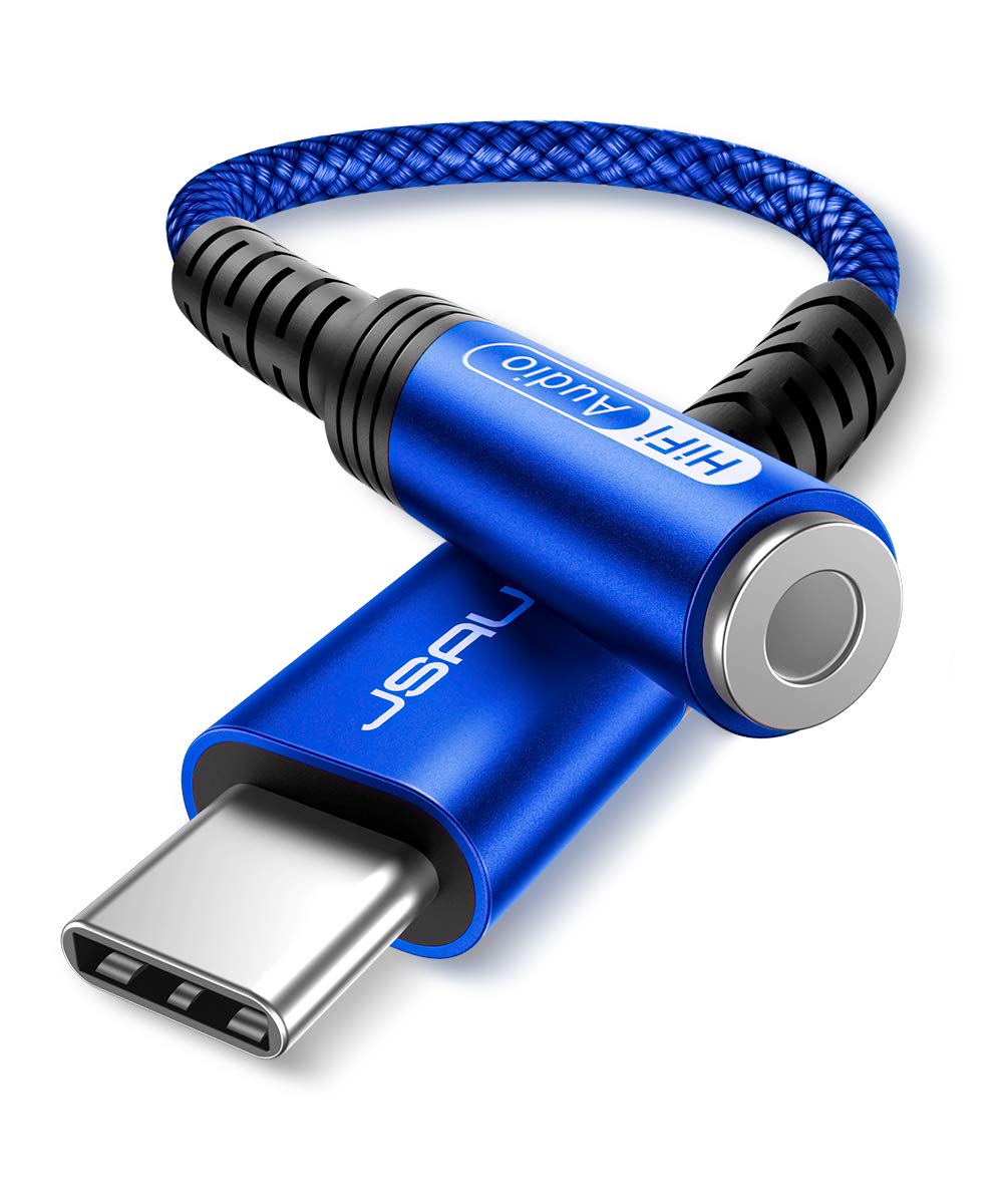 Photo 1 of USB Type C to 3.5mm Female Headphone Jack Adapter, JSAUX USB C to Aux Audio Dongle Cable Cord Compatible with iPhone 15 Pro Max/15 Pro/15 Plus, Samsung Galaxy S23/S22/S21 Ultra, iPad Pro, Pixel (Blue)