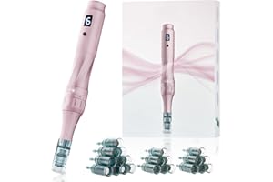 Berber's Treat Microneedling Pen - Professional Wireless Adjustable Micro Needling Pen with 22 Replaceable Cartridges, 4pcs 16pin+4pcs 26pin+6pcs 36pin+6pcs 42pin+2pcs Nano. (Rose Gold）