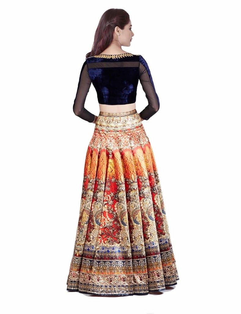 kmozi women's silk lahenga choli