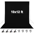 10 x 12 ft Black Backdrop, Polyester Fabric Chromakey Black Backdrop Background for Photography, Video, Studio and Television