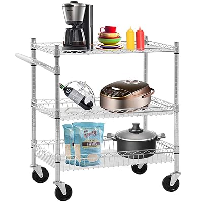 Heavy Duty 3-Tier Rolling Utility Cart, Kitchen Cart on Wheels