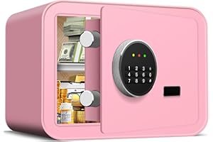 APRXUVOT 1.0 Cuft Home Security Safe Box, Digital Keypad Safe Box with Programmable Combination Lock and Spare Keys, Document Safe for Home Money Firearm Medicines（pink）