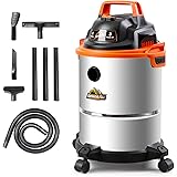 Armor All VO408S 0901 4 Gallon Wet/Dry Vac 3.0 Peak HP Shop Vacuum with 3 Nozzles and 1 Brush, Stainless Steel Tank, Orange