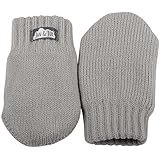 Baby toddler girl warm fleece lined thumbless knit mittens for fall winter (Mitten S: 0-9m, Light grey)