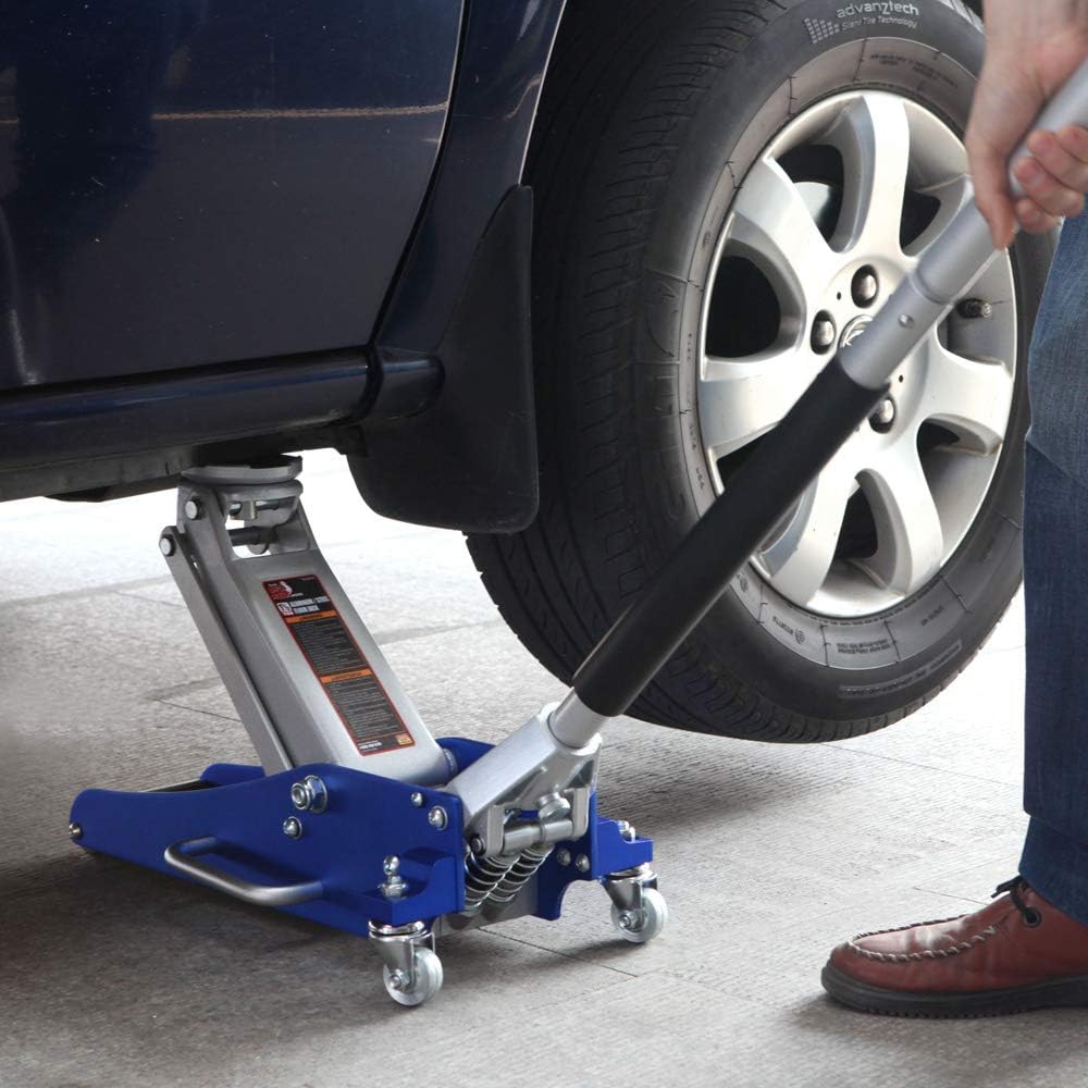 BIG RED Floor Jack 1.5 Ton (3,000 lb) Capacity,Aluminum and Steel Hydraulic Low Profile Car Jack with Dual Piston Quick Lift Pump,Lightweight Racing Floor Jack for Vehicle,Blue