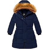FARVALUE Girls Warm Winter Coats Thicken Long Parka Fleece Puffer Jacket Hooded Quilted Windbreaker