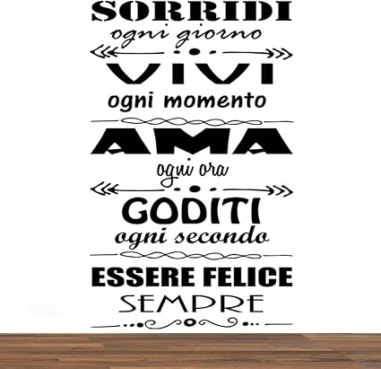 Adesivo Da Parete In Vinile Con Frase In Italiano Sorridi Ogni Giorno Adesivi Murali Frasi In Italiano Citazione Decorazione Da Parete Wall Stickers Art Sticker Decal Mural Dc 19005 Amazon It Fai Da Te