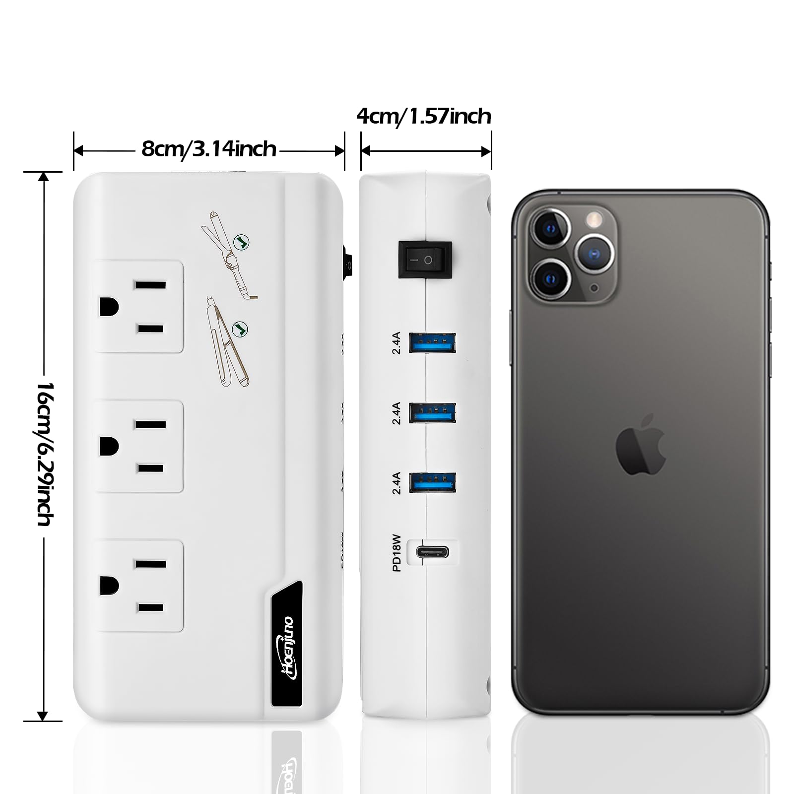 230W Voltage Converter 220V to 110V for Hair Straightener/Curling Iron, Travel Plug Adapter for EU/UK/AU/US/in/IT Power Converter Adapter Combo