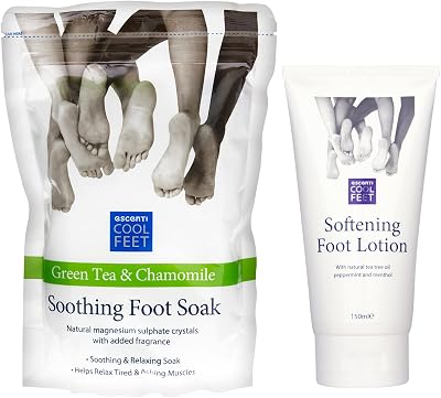 Escenti Cool Feet Soak & Lotion Set Green Tea Chamomile Dry Skin Relief