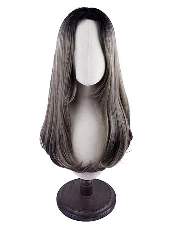 Amazon Com Seikea Grey Ombre Wig Straight Hair Medium Length