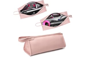 JR Pu Leather Travel Case Compatible with Dyson Airwrap Styler/Shark Flexstyle, Portable Storage Bag for Dyson Supersonic Hair Dryer, Waterproof Anti-scratch Protection Organizer Travel Gift Case (Pink)