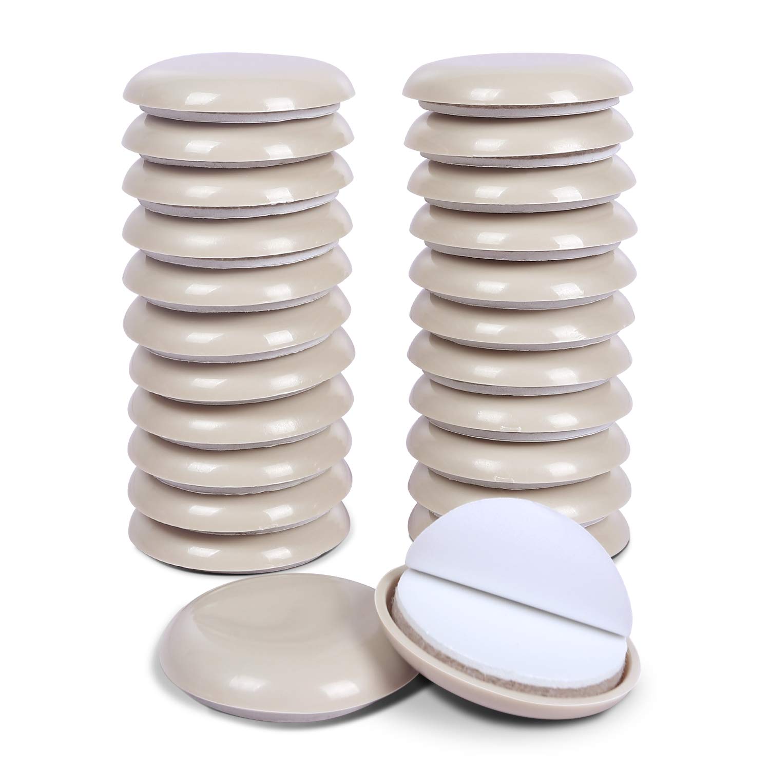 Ezprotekt 35 mm Self-Stick Furniture Sliders 24 Pack, 1-11/16" Inch Round Self-Adhesive Furniture Moving Slider and Glider -Furniture Moving Pads Carpet Protector