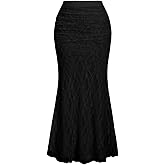 SHENHE Women's Elegant Lace Long Skirt Elastic High Waisted Ruched Bodycon Fishtail Skirt