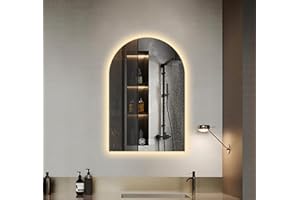 Niccy Arched LED Bathroom Mirror, 30x20 Inch Arch Frameless Backlit Mirrors for Wall Arched Lighted Vanity Mirrors Defogger and 3 Color, Explosion-Proof, HD Glass and IP65 Waterproof
