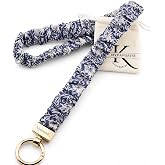 MyfavoriteK Stretchy Scrunchie Lanyard for ID Badges, Cute Retractable Keychain Holder for Women, 2 Badge Holders