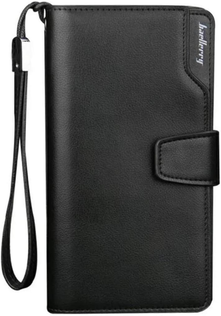 Clutch wallet with handle strap for men (black)