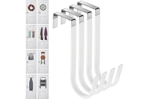 Damita Over The Door Hooks 4 Packs, Over The Door Towel Hanger for Coat, Overdoor Hangers Back of Door Hook, Sturdy Stainless