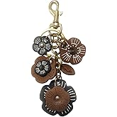 Yzikema Leather Flower Pendant Decorative Keyring, Cute Keychains Boho Accessories Key Ring for Women Purse Pendant Charms