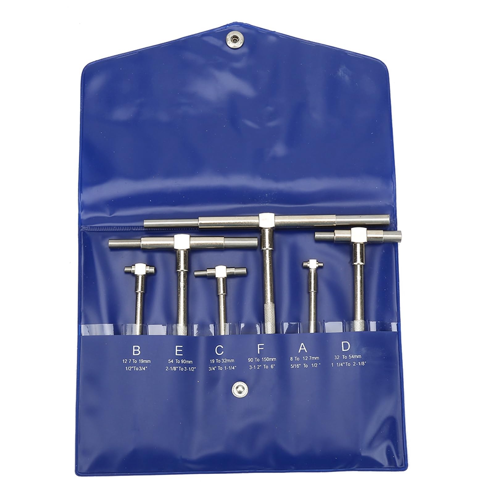 6Pcs Telescopic Gauge Set 8-150mm | Adjustable Inner Diameter Gauge for Bore Measurement | Nickel-Plated T-Bore & Square Head Measuring Tools