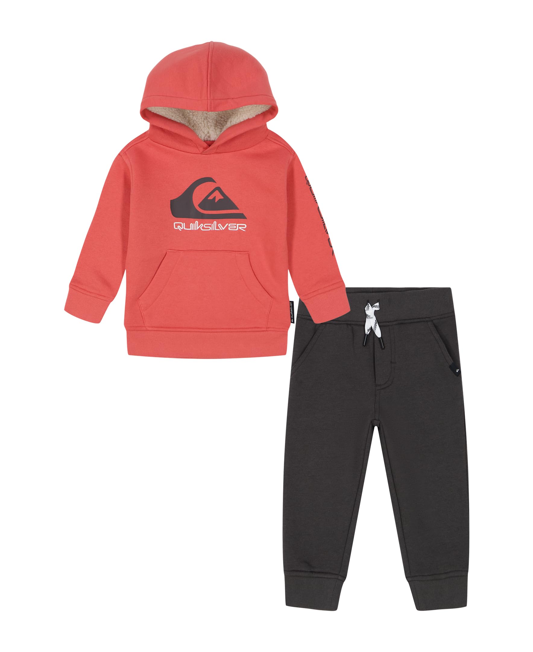Quiksilver Boys’ 2pc Fleece Pant Set, Spiced Coral/Shale/Turtledove