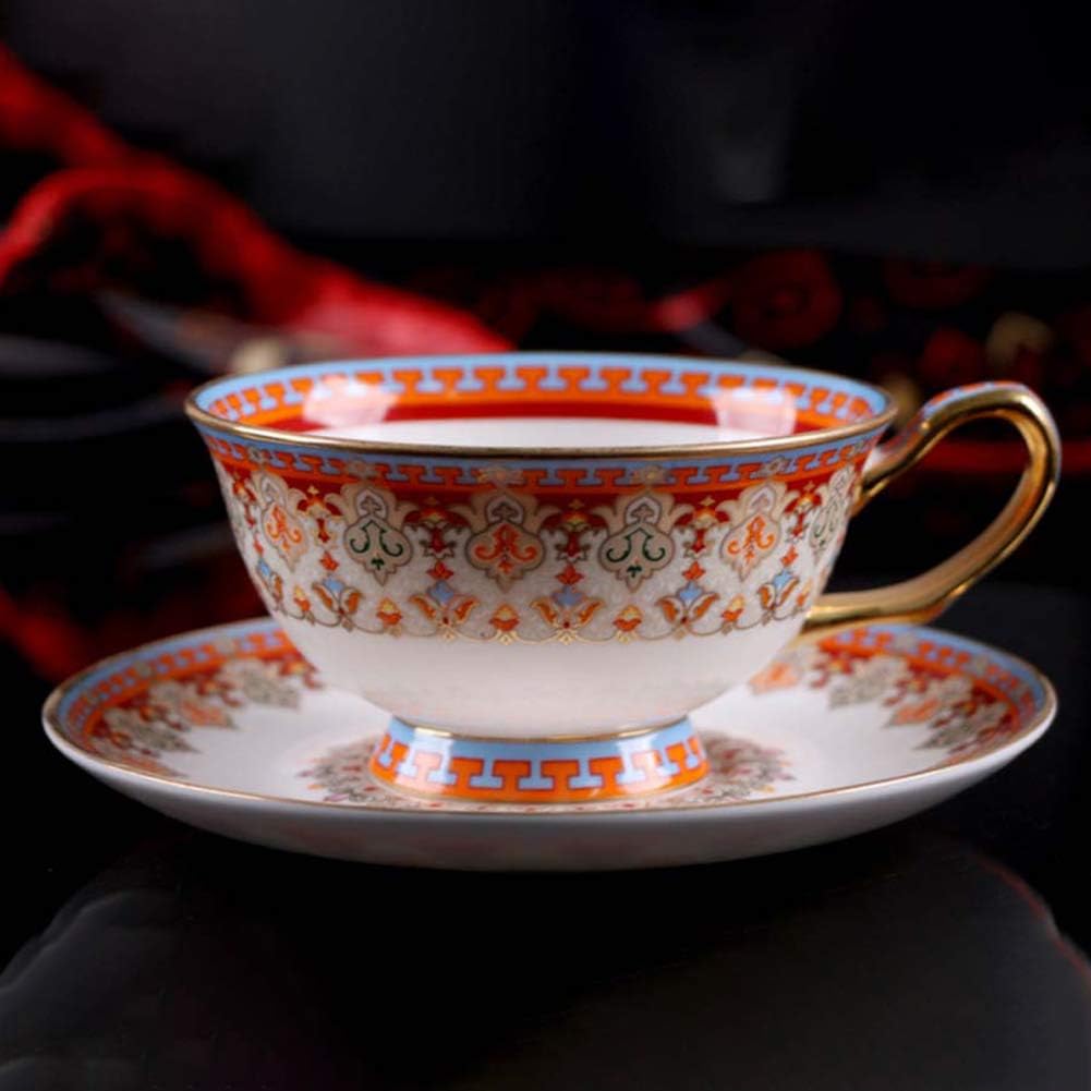 Amazon Com Acoome Tea Cup And Saucer Set 6 8oz Bone China Modern