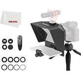 AMBITFUL 7.5'' Mini Teleprompter W/Desktop Tripod for Smartphone &amp; DSLR | with Remote &amp; APP Control,49-77mm Camera Adapter Rings,Idea for Live Streaming/YouTube/Tiktok/Video Recording