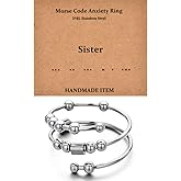 GOGOEY Morse Code Rings for Women, Stainless Steel Spinner Ring Fidget Rings for Anxiety Ring Morse Code Rings Inspirational Gifts Jewelry Women Birthday Graduation Gifts for Her Best Friends
