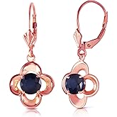 1.1 Carat 14k Solid Rose Gold Leverback Earrings Natural Sapphire
