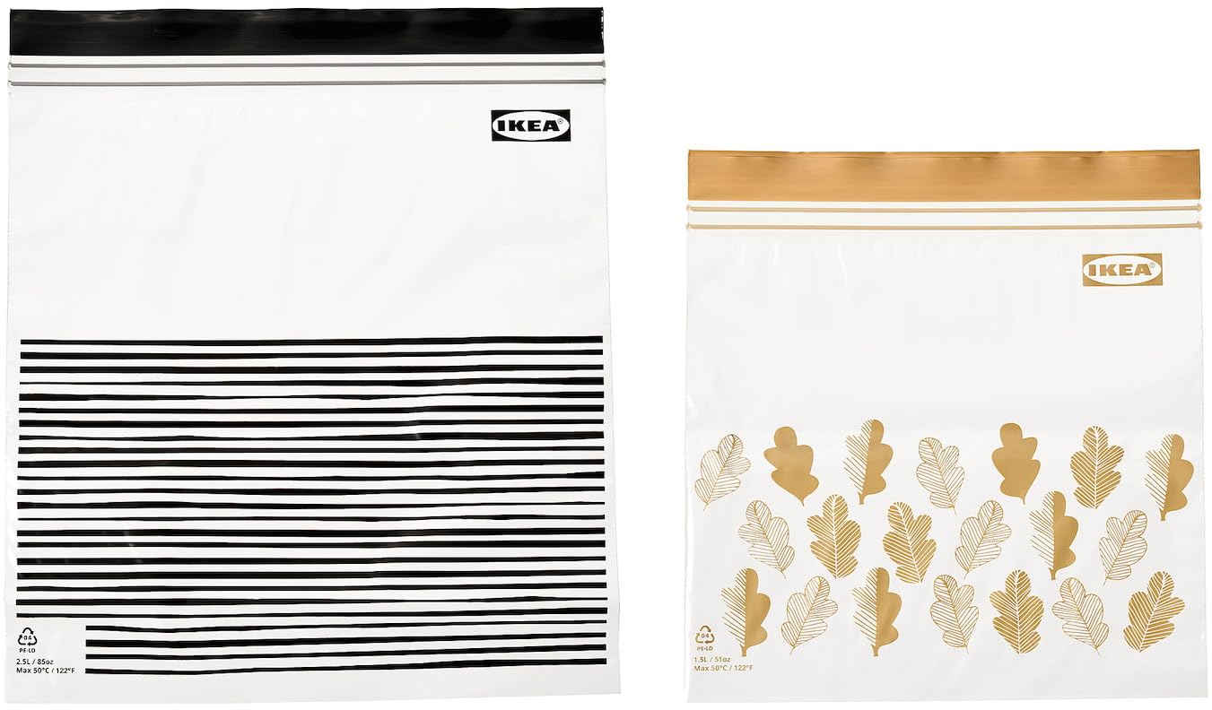 50 IKEA resealable bags (ISTAD) - GREY - ziplock - food freezer sandwich bags - 25 x 1.2L + 25 x 2.5L …