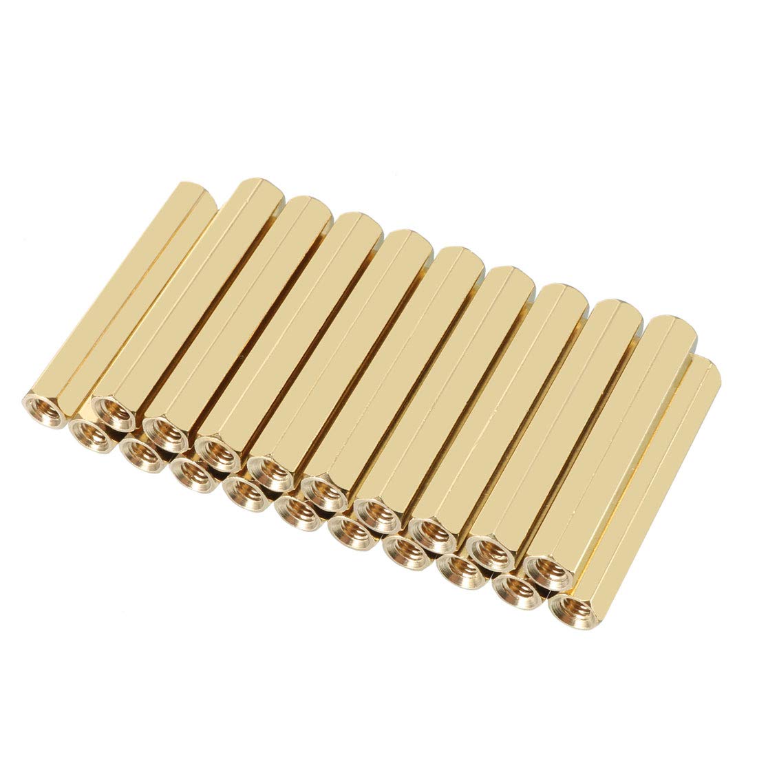 sourcing map 20pcs Brass Straight PCB Pillar Female Thread Hex Standoff Spacer M3x5x30mm